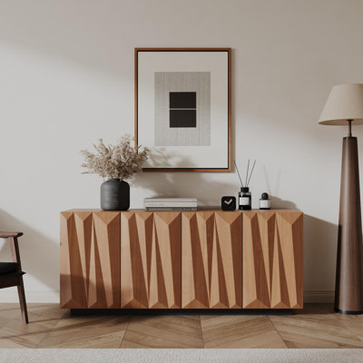 Armoire-buffet 60 po avec rangement, crédence d'armoire de cuisine avec portes 3D, armoire-buffet, table basse, armoire, meuble multimédia pour vestibule de salon