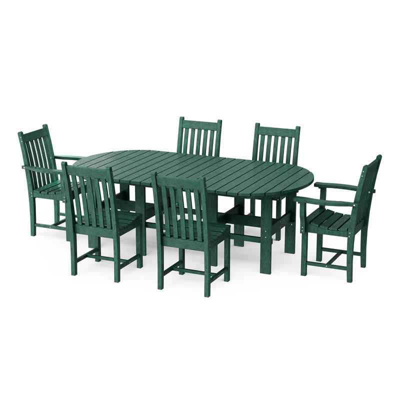 Classic 7-Piece 44" x 84" Dining Set, Turf Green