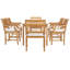 Ensemble de salle à manger bistro rectangulaire en bois de teck 7 pièces 63 po avec 6 fauteuils 7 pièces