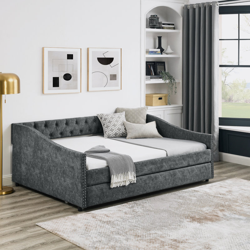 Nadege Upholstered Daybed, Gray, Full