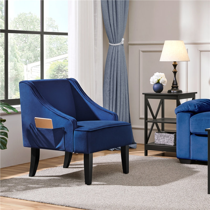 Fauteuil Accent, Velours bleu