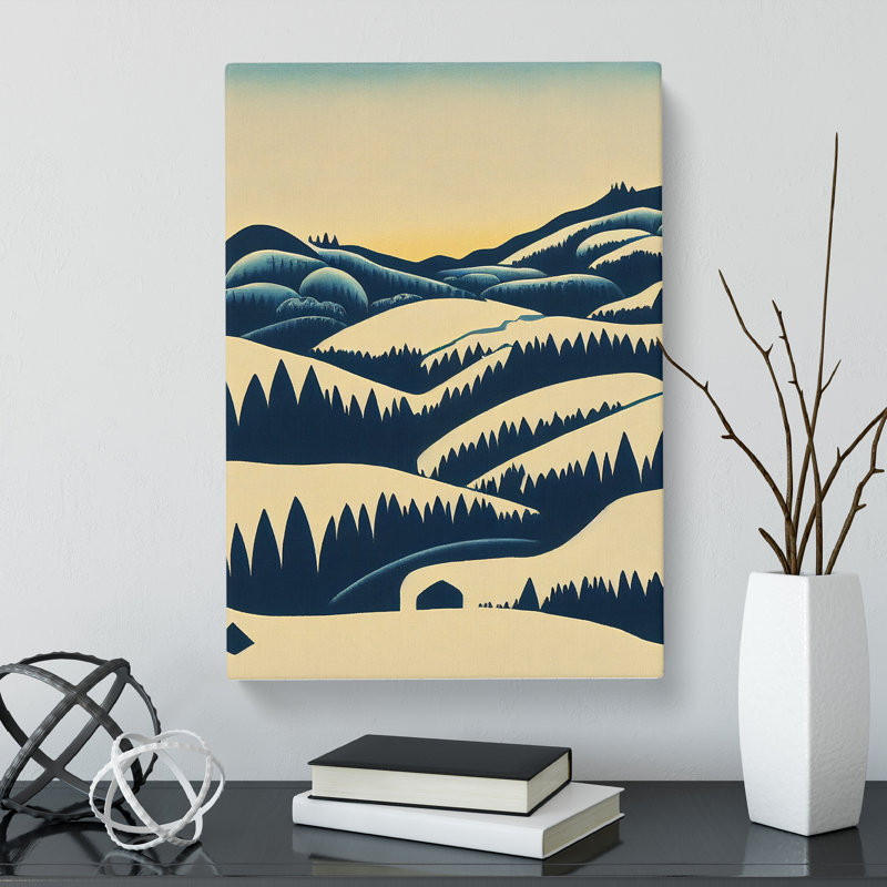 CAN-V0523-2902X Winter Landscape Illustration - Wrapped Canvas Print, 50cm H x 35cm W