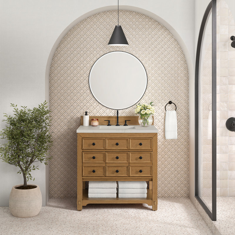 Malibu 36'' W Single Vanity, Widespread, Amber Birch, Siberian