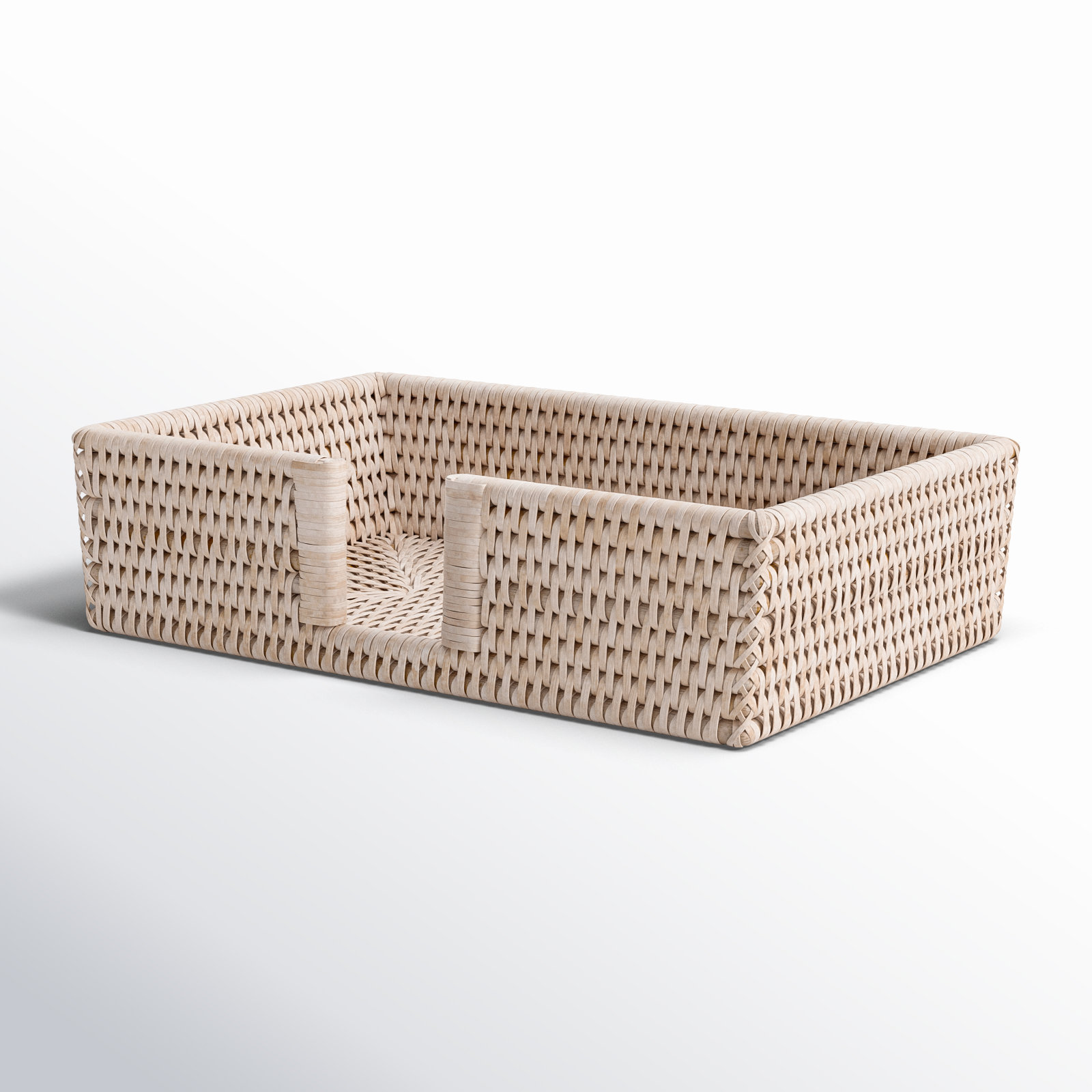Rattan Guest with Cutout Napkin Holder, White Wash