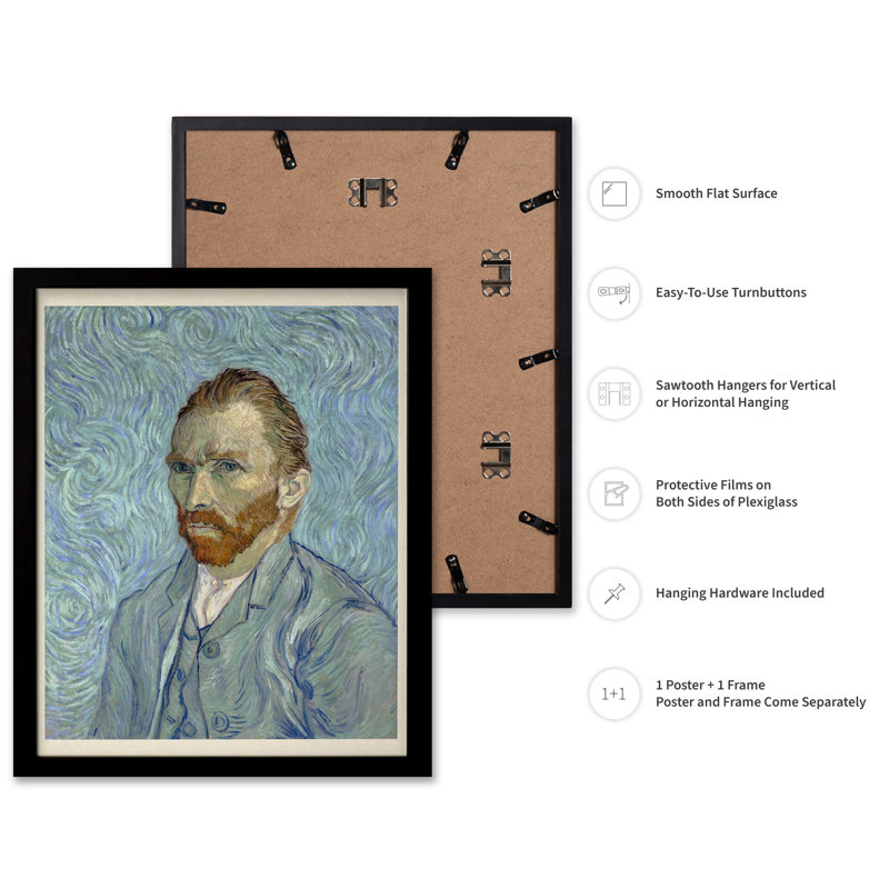 Van Gogh - Self Portrait No2, Black Framed, Poster, 11"H x 14"W