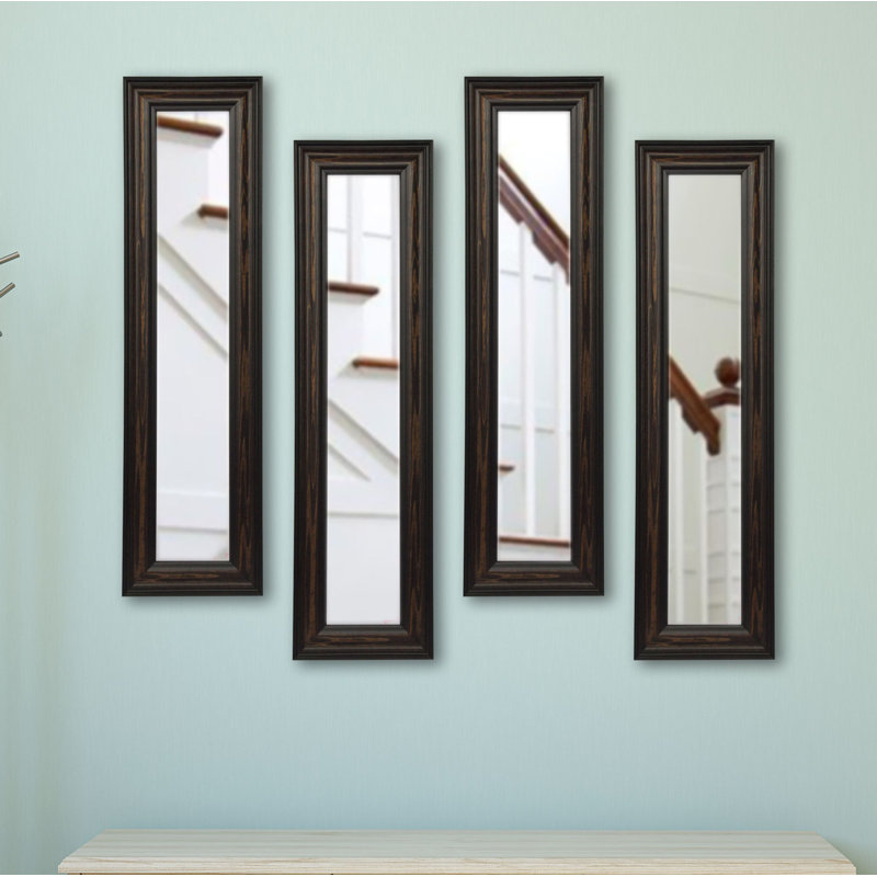 Ensemble 4 pièces de miroirs rustique de panneaux brésilien Kincannon, H 14 po x l 28 po