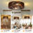 20 Inch DC Motor Flush Mount Ceiling Fan,7 Blade Caged Ceiling Fan with Light,  E26 Socket Wooden Bladeless Ceiling Fan, Remote Control Reversible Ceiling Fan for Bedroom, Living Room, Kitchen