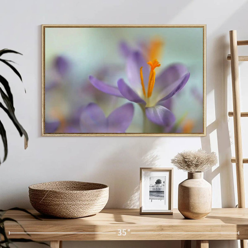 Pastel printanier, 25 po x 17 po, Cadre flottant en bois naturel