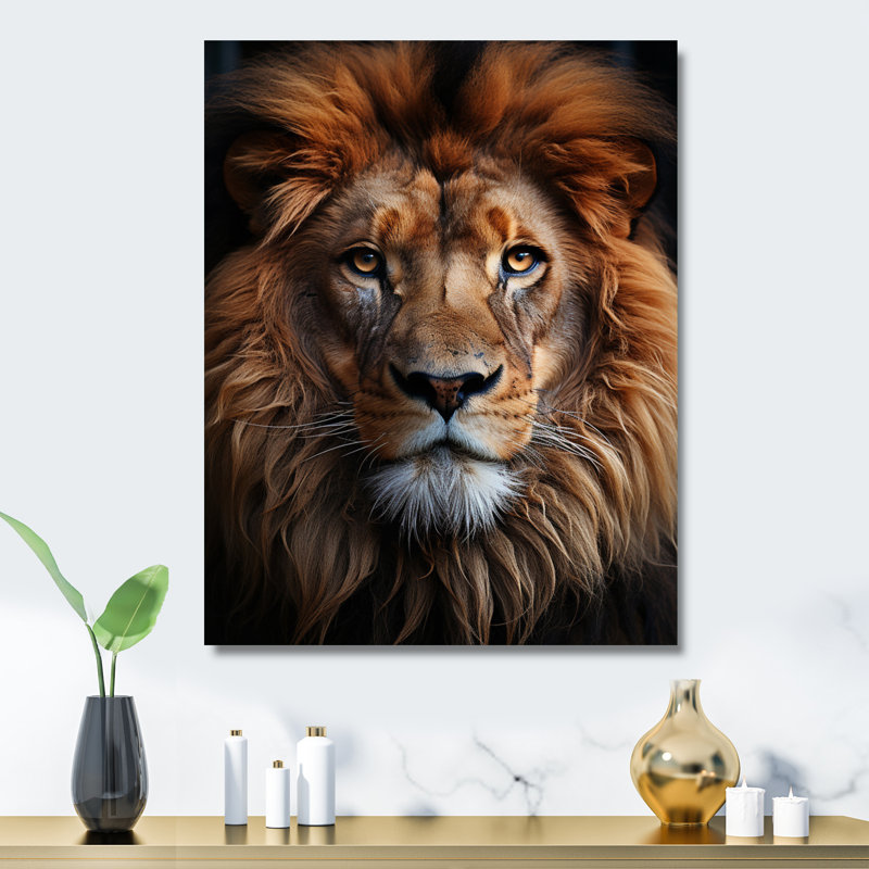 Portrait animal animal lion II - animaux lion en métal, H 20 po x l 12 po