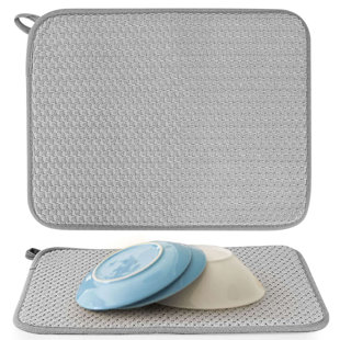 2 Pack Microfiber Dish Drying Mat, Large Size Dish Drying Pad for Counter tops Sinks Draining Racks