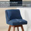 Tabouret de bar de cuisine pivotant en lin avec pieds en bois massif, bleu-668847726