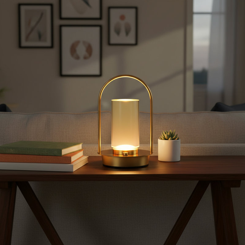 18cm Battery Powered Outdoor Lantern, Gold