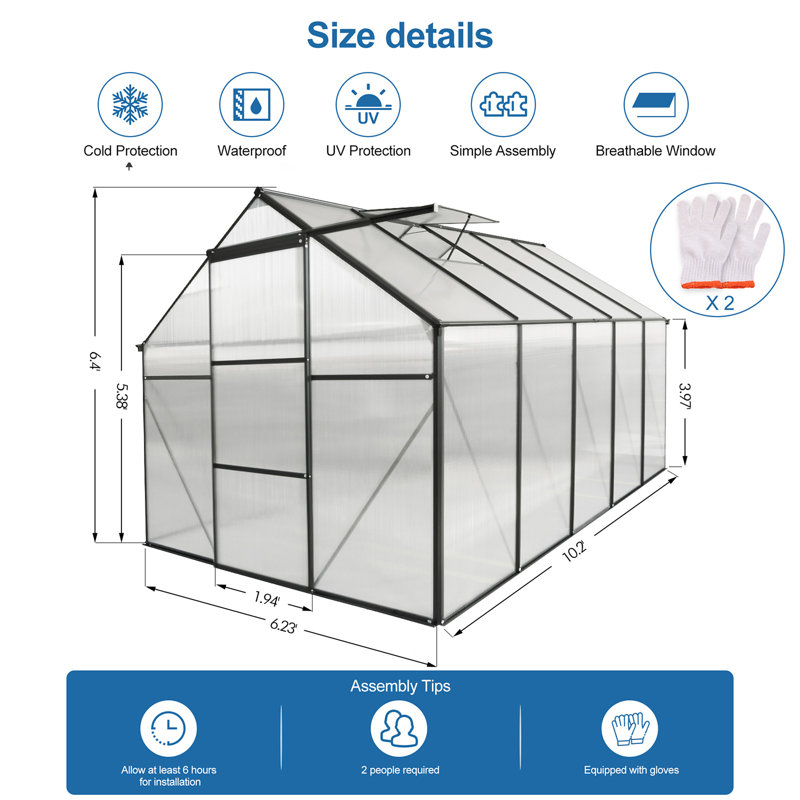 Green-6 X 8 FT Outdoor Patio Greenhouse, Black