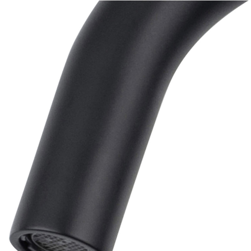 Robinet de salle de bain circulaire monotrou avec ensemble de bonde, Noir mat