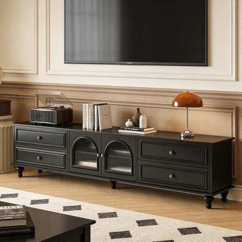 Meuble télé avec rangement Luxury, H 22,83 po x L 62,99 po x l 15,74 po, Noir