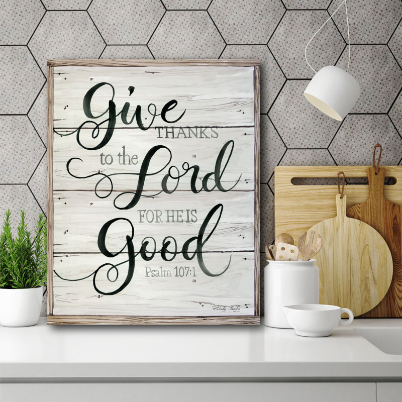 Reproduction d’art sur toile tendue « give thanks to the lord », H 20 po x l 16 po x P 1,5 po
