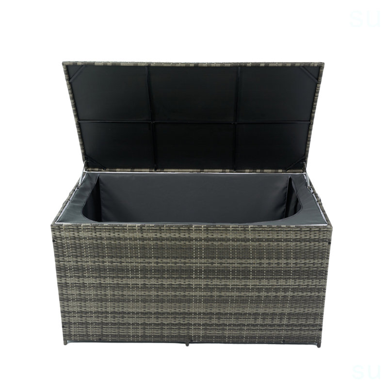 Outdoor Storage Box, 200 Gallon Wicker Patio Deck Boxes With Lid, Outdoor Cushion Storage For Kids Toys, Pillows, Towel