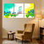Oiseaux colorés sur une branche avec des cœurs et des fleurs, ensemble de 3 impressions sur toile-1215974293