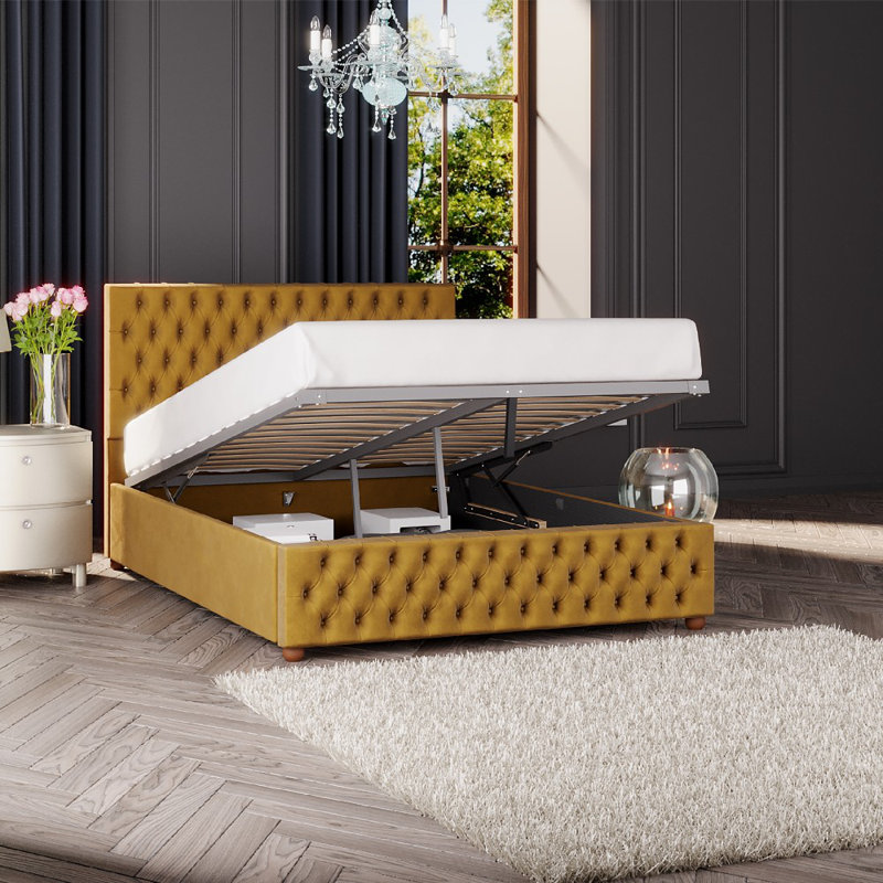 Upholstered Ottoman Bed, Super King (6'), Ochre