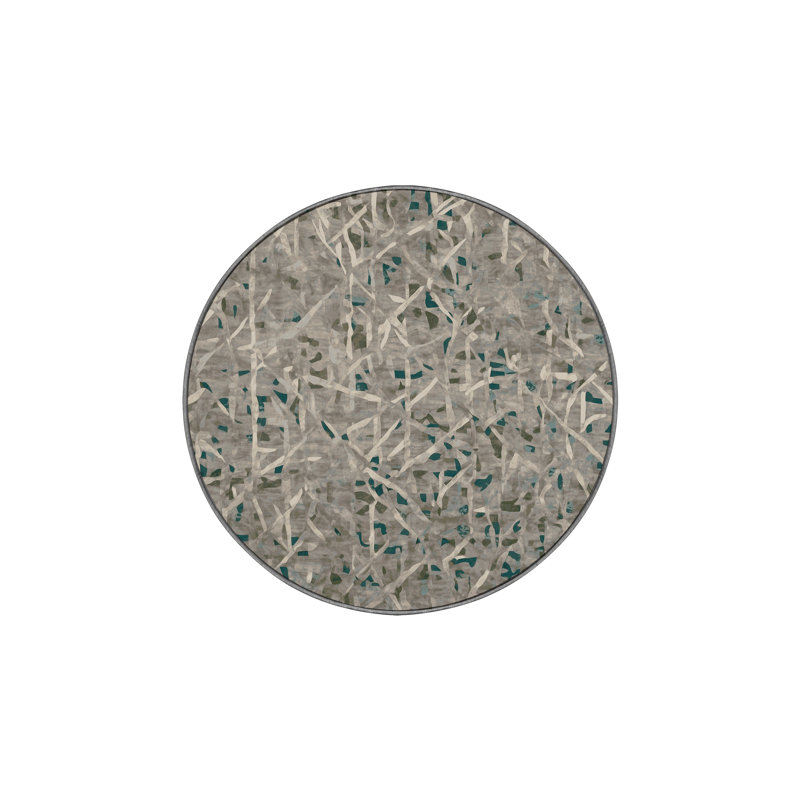 Machine Washable Gray Area Rug GSIX03637, Round 6'