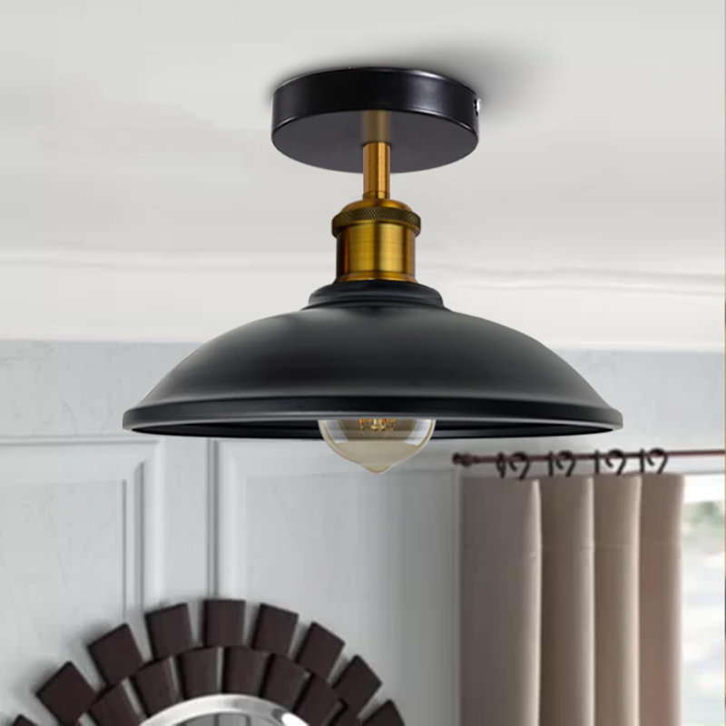 Semi Flush Mount, Black/Gold