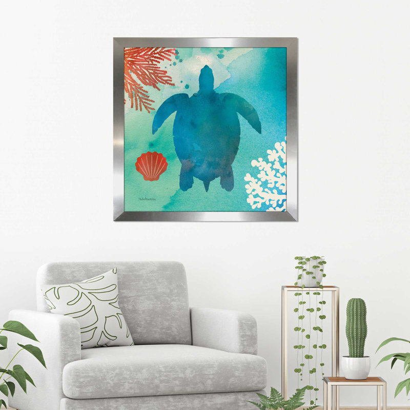 " Under The Sea II ", 21.5" H x 21.5" W x 0.75" D, Silver Framed