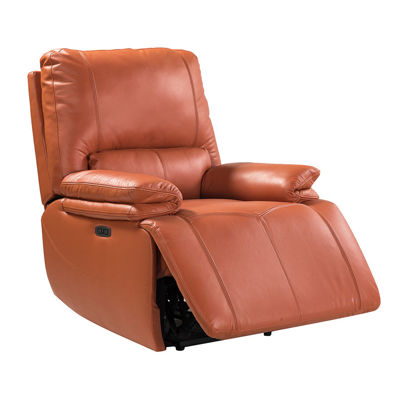Ravello Genuine Leather Power Recliner, Brick Leather Match