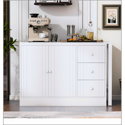 Buffet 89,7 po en bois avec table extensible, armoire de rangement multifonctionnelle pour salon, bureau, vestibule et cuisine