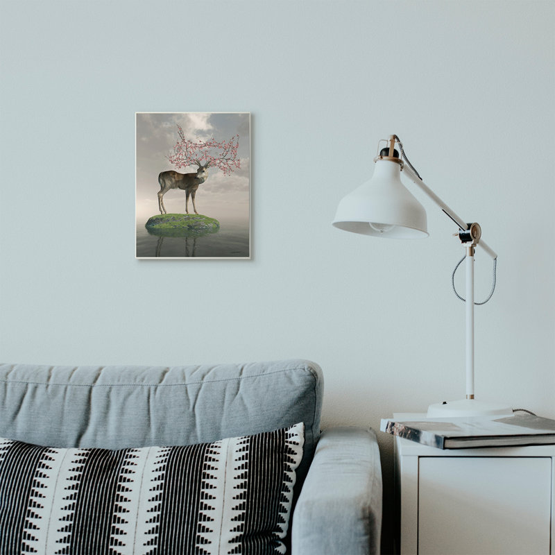«Deer Tree Island Abstract Animal», impression, Plaque murale, H 10 po x l 15 po x P 0,5 po