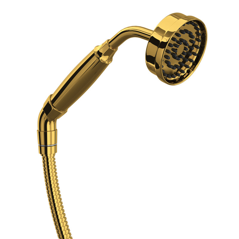 Deco Handshower And Hose, Unlacquered Brass