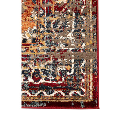 5' X 7' Red Medallion Power Loom Area Rug