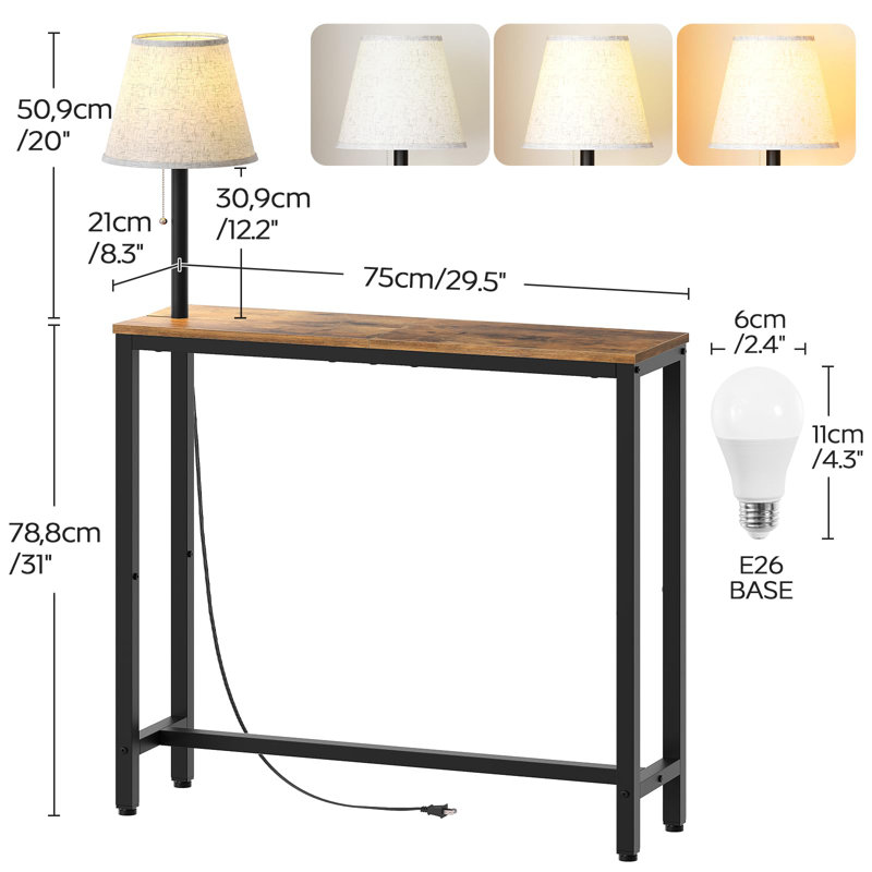 Console étroite avec lampe