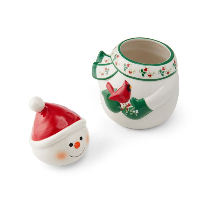 Pfaltzgraff Winterberry 10 in. Snowman Cookie Jar