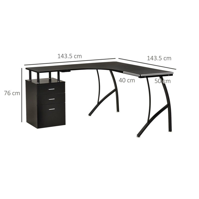 Alliana L-Shaped Metal Base Executive Desk