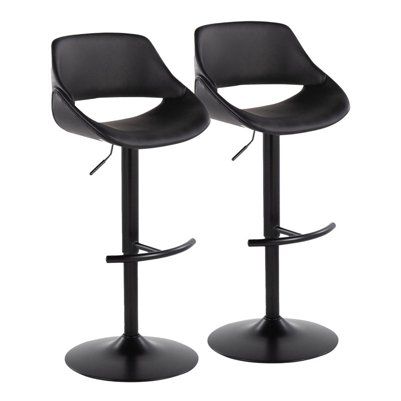 Tabouret de bar contemporain réglable avec pivot, Black Seat/Gold Frame