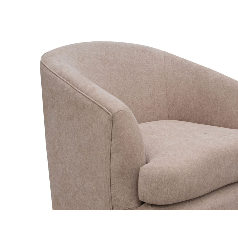 Tumbi Upholstered Swivel Barrel Chair, Light Brown Polyester