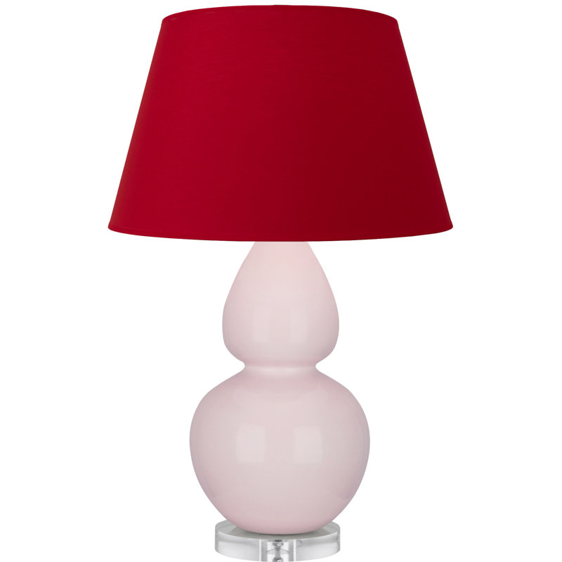 Double Gourd Table Lamp, Navy with Gray Lining, Sugar Plum Glazed/Silver