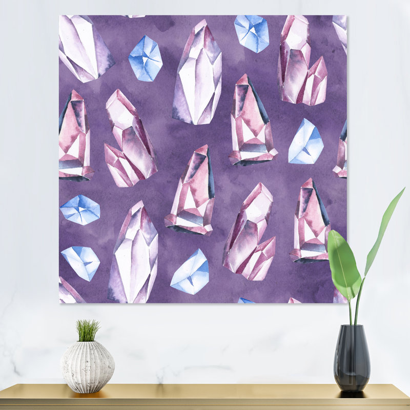 «Gentle Blue and Pink Crystals II», reproduction d'art sur toile à motifs, H 30 po x l 30 po x P 1 po, Toile tendue