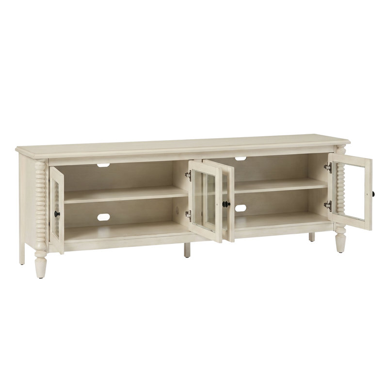 Meuble télé 69 po avec rangement, 24" H x 69" W x 15.7" D, Blanc antique