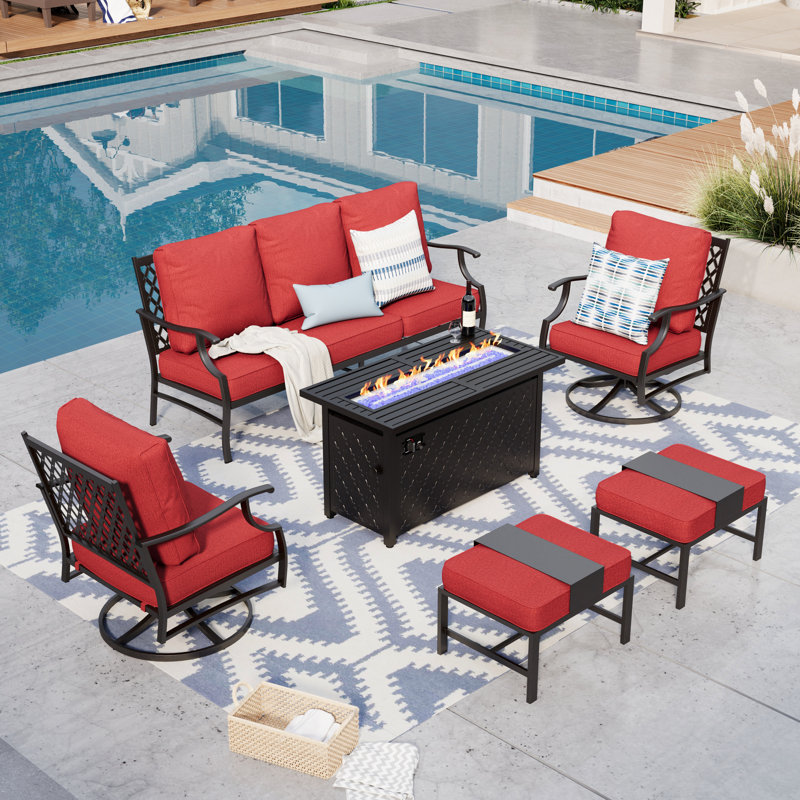 Asfand Outdoor Seating Group, Red, Yes
