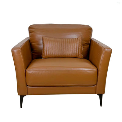 Tussio Saddle Tan Leather Chair W/Pillow