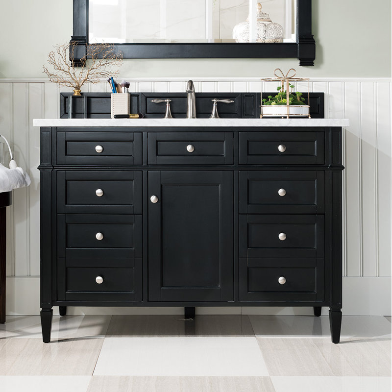 Brittany 48'' W Single Bathroom Vanity Base, Black Onyx