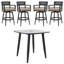 Ensemble de bar d'extérieur moderne 5 pièces, noir Ember avec table inspirée du marbre et 4 chaises pivotantes, coussin Sunbrella-231892305