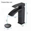 Robinet de lavabo de salle de bain à poignée simple en acier inoxydable noir mat avec bonde escamotable