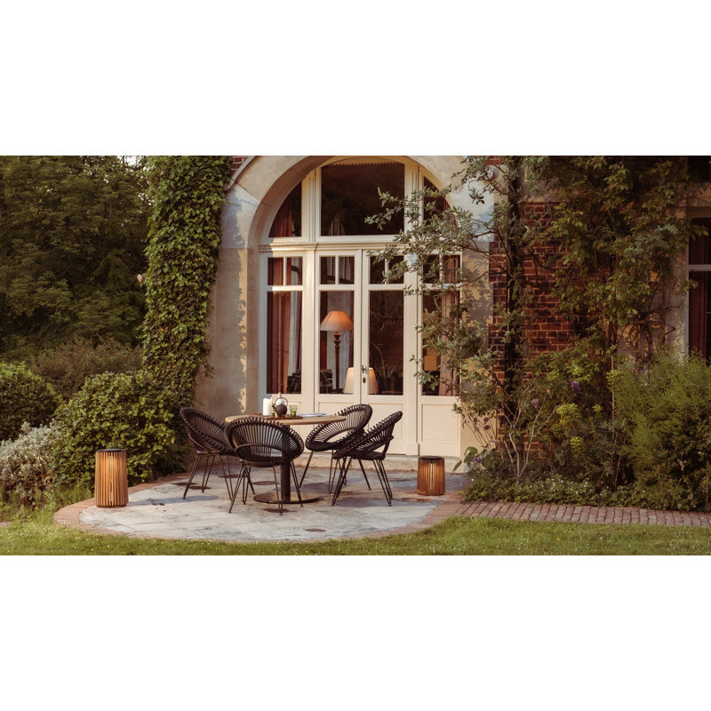 Roy Outdoor Dining Side Chair, Camel/Black