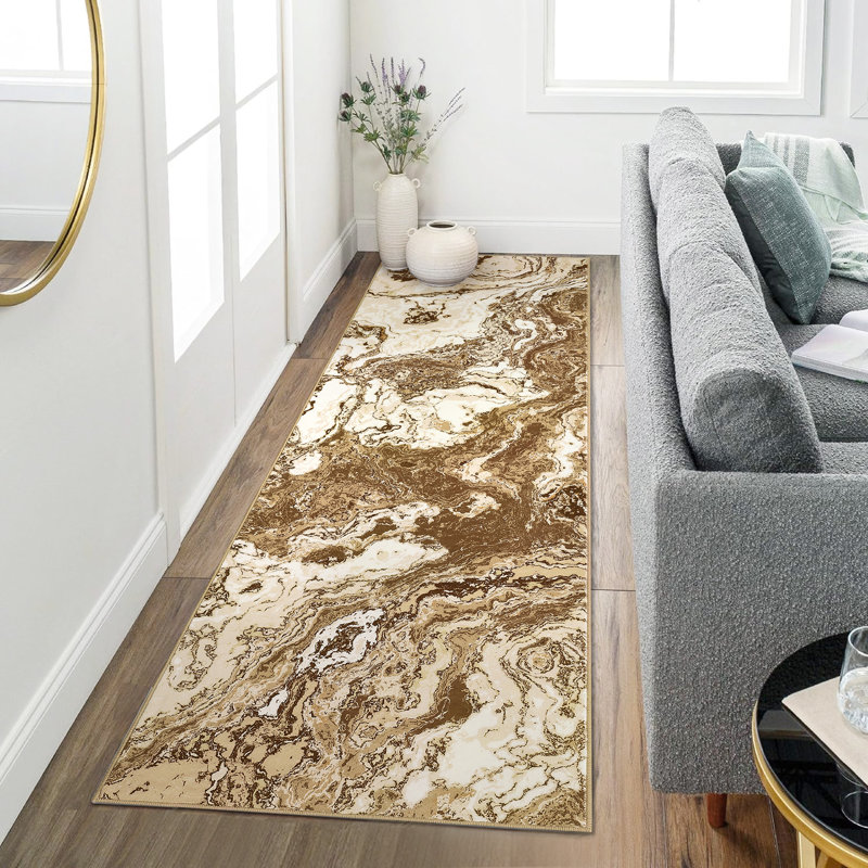 Abstract Machine Washable Rug with Rubber Backing Non-Slip Area Rug for Living Room Bedroom Dining Room Office