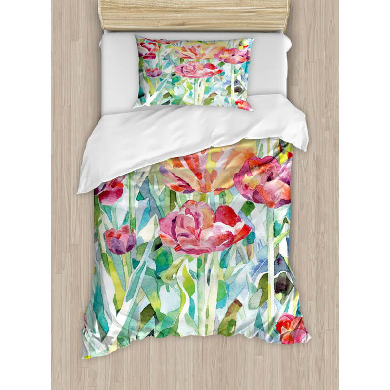Coastal Floral Duvet Cover, Twin Duvet Cover + 1 Sham