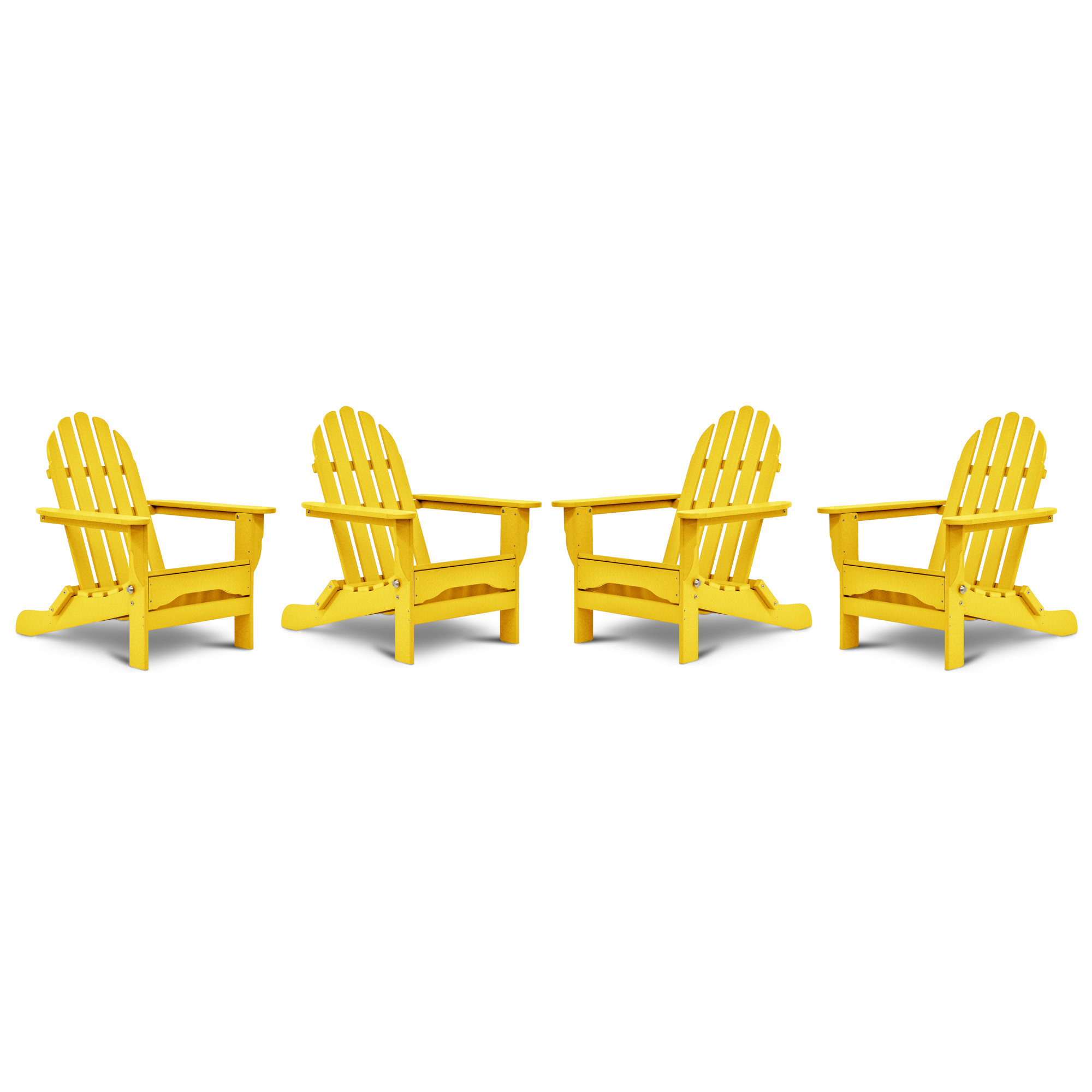 Leighton Foldable Outdoor Adirondack Set, Lemon Yellow