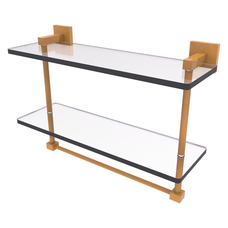 Haranu 2 Piece Tiered Shelf with Towel Bar, 11.7" H x 22" W x 5.7" D, Spanish Gold