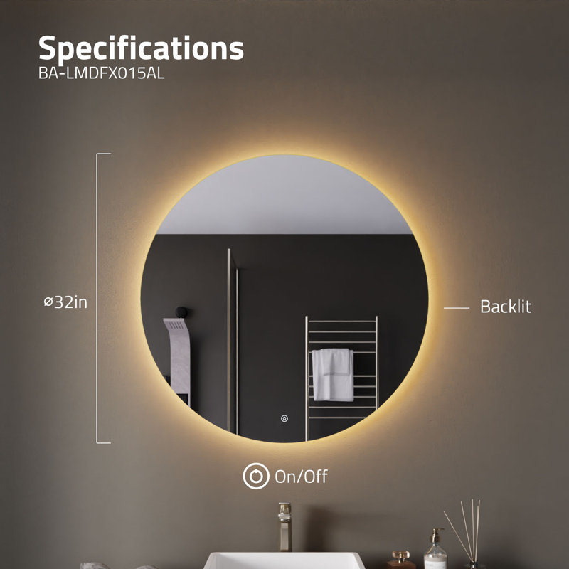 Rectangular Frameless LED Bathroom Vanity Mirror with Defogger